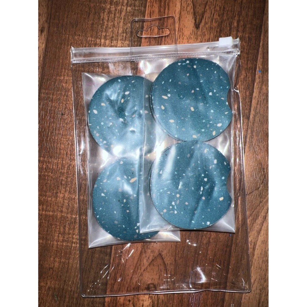 Blue Speckled Round cup holder Coasters - Set of 4 for car or couch etc.